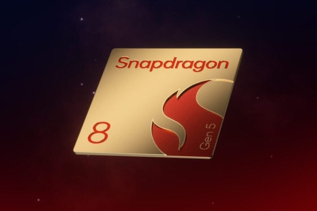 Detalhe do novo chip Snapdragon 8 Gen 5 da Qualcomm