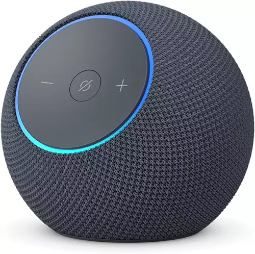 Echo Dot Max Design Premium Design do novo Echo Dot Max com acabamento em malha 3D no comparativo Echo Dot Max vs Echo Dot 5ª Geração