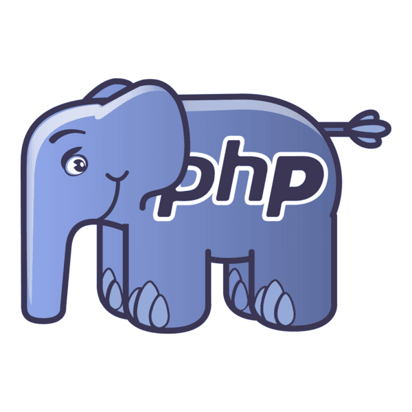 Elefante azul com logo PHP.