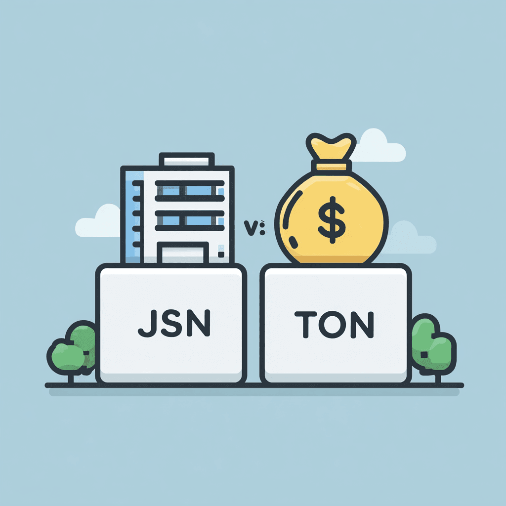 Imagem comparativa minimalista mostrando o formato TOON como mais leve e compacto do que o JSON