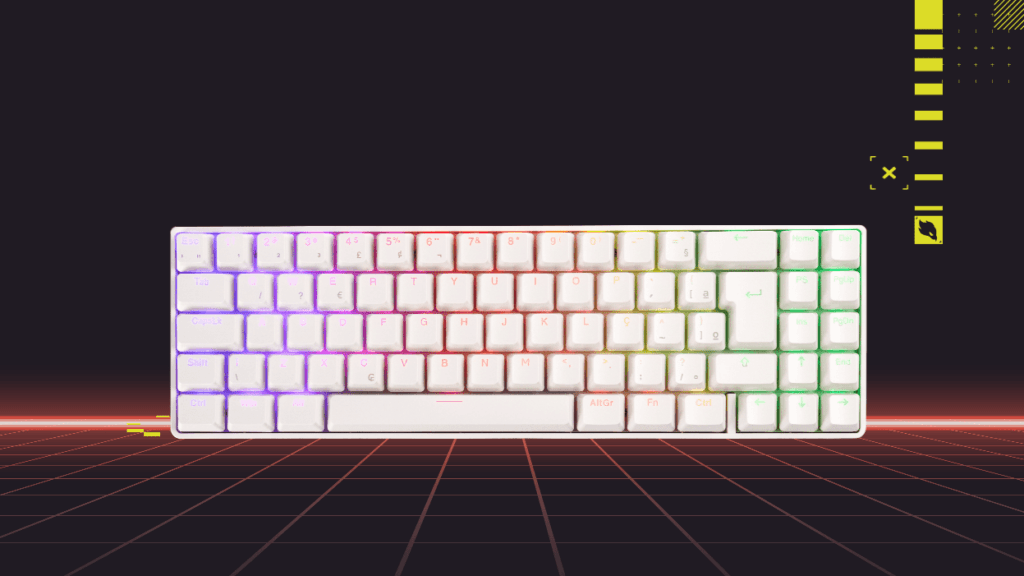 Teclado gamer ZN165 Pro visto de cima mostrando layout compacto 65% e padrão ABNT2 com tecla Ç.