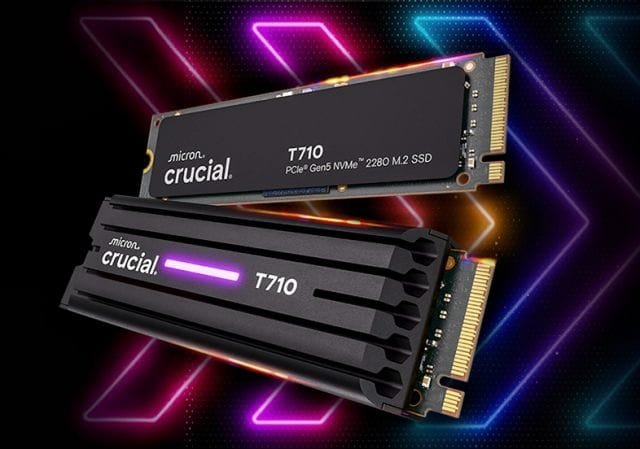 SSDs Crucial T710 NVMe com dissipador de calor e iluminação RGB para PC Gamer.