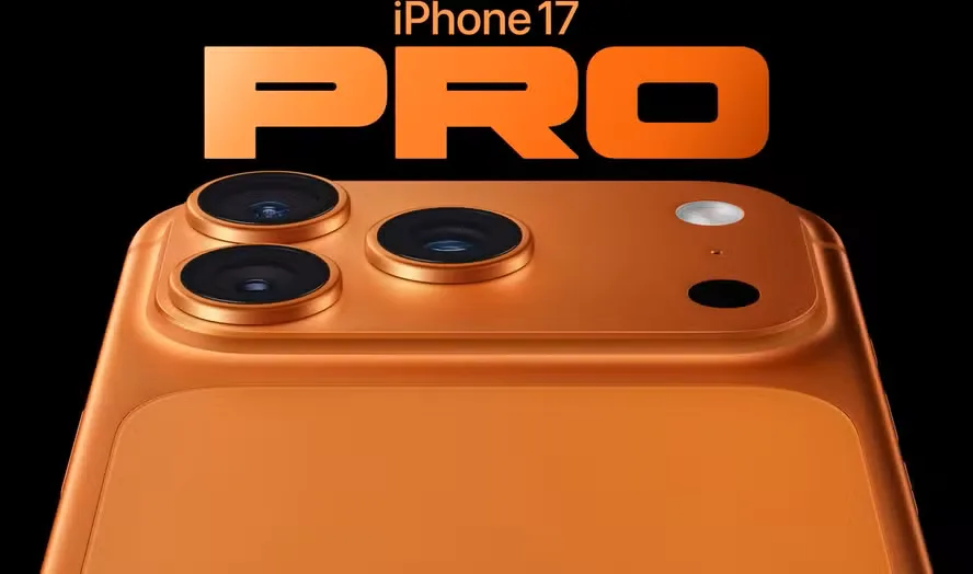 Close detalhado no módulo de câmeras triplo do iPhone 17 Pro destacando as lentes de 48 MP e o design robusto