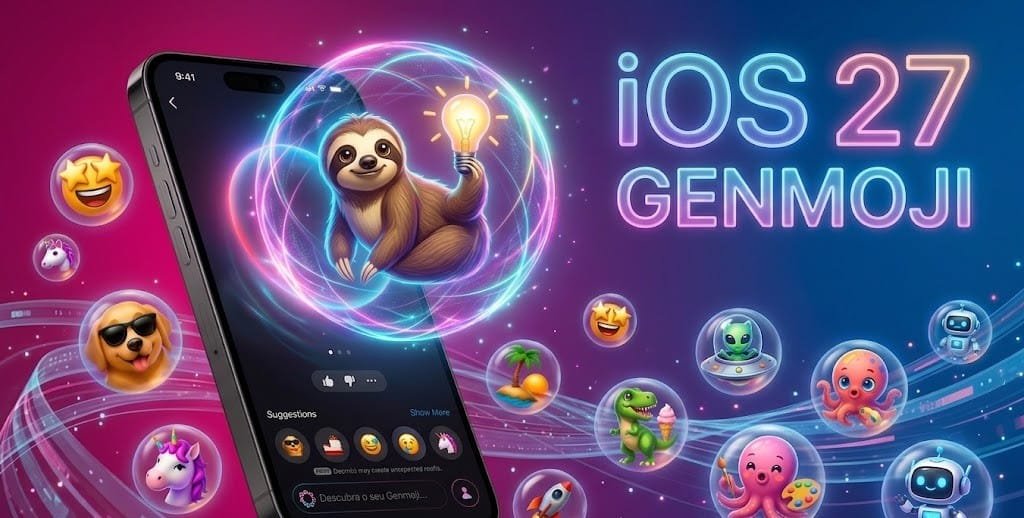 Genmoji com sugestões automáticas de IA no iOS 27 Genmoji iOS 27 sugestões automáticas inteligência artificial iPhone