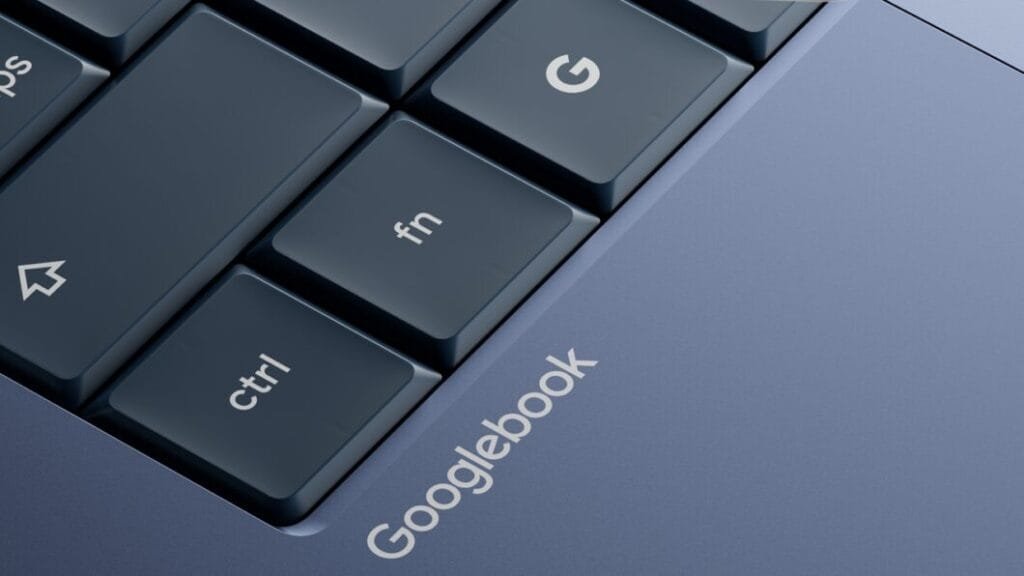 Teclado do Googlebook com tecla Google e design premium