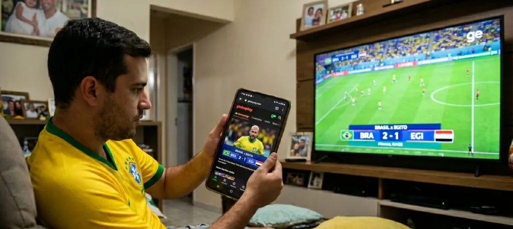 Comparativo de delay no streaming da Copa do Mundo 2026 pessoa irritada com o delay na Copa do Mundo 2026