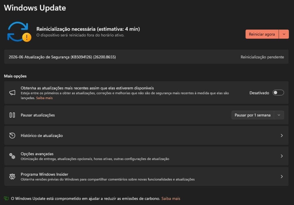 Windows 11 Patch Tuesday junho 2026 atualização KB5094126