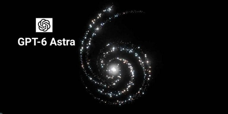 Logotipo da OpenAI exibindo o anúncio oficial do modelo GPT-6 Astra na tela